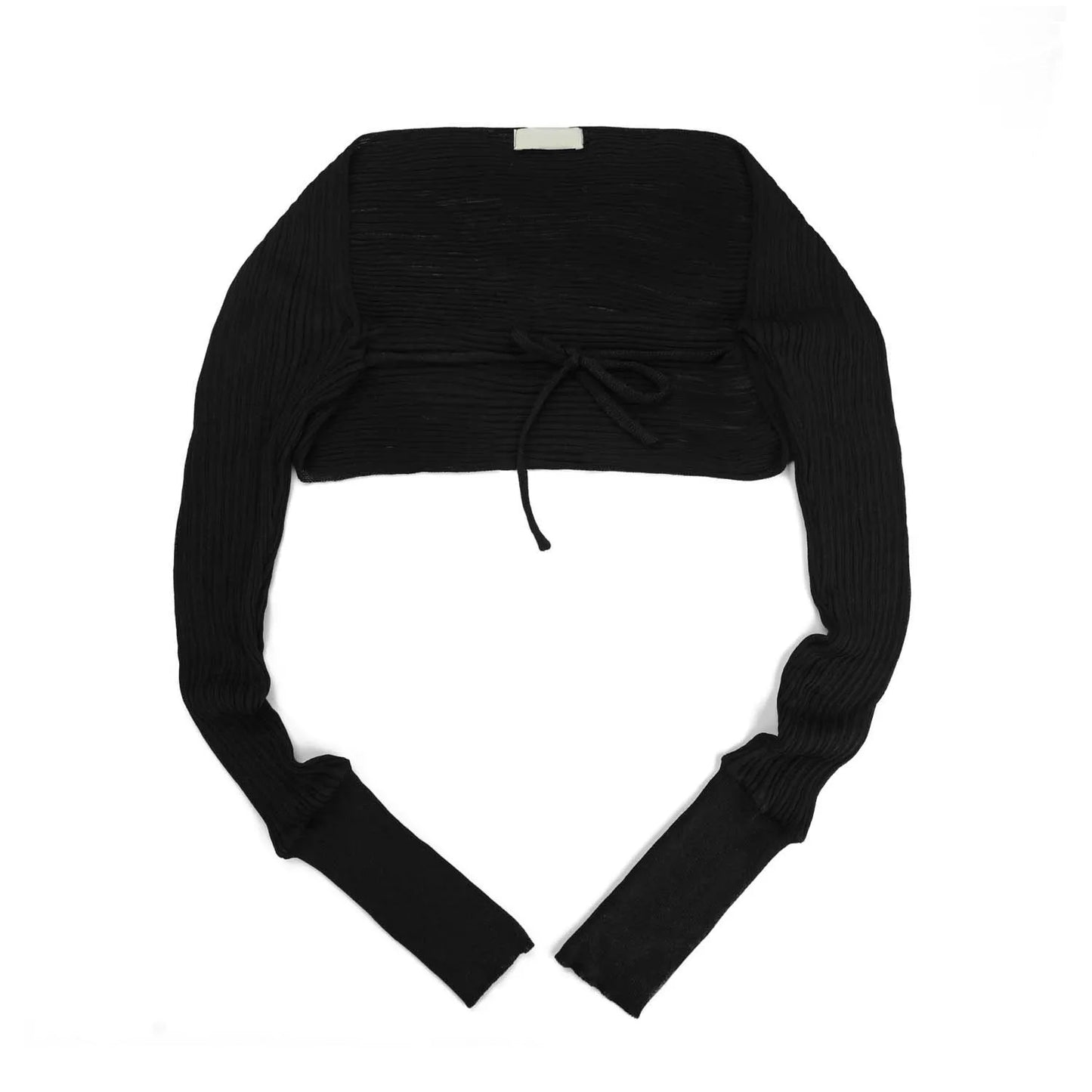 Designer Drawstring Knit Cardigan Women Summer Long Sleeve Layering Mesh Cover-Up