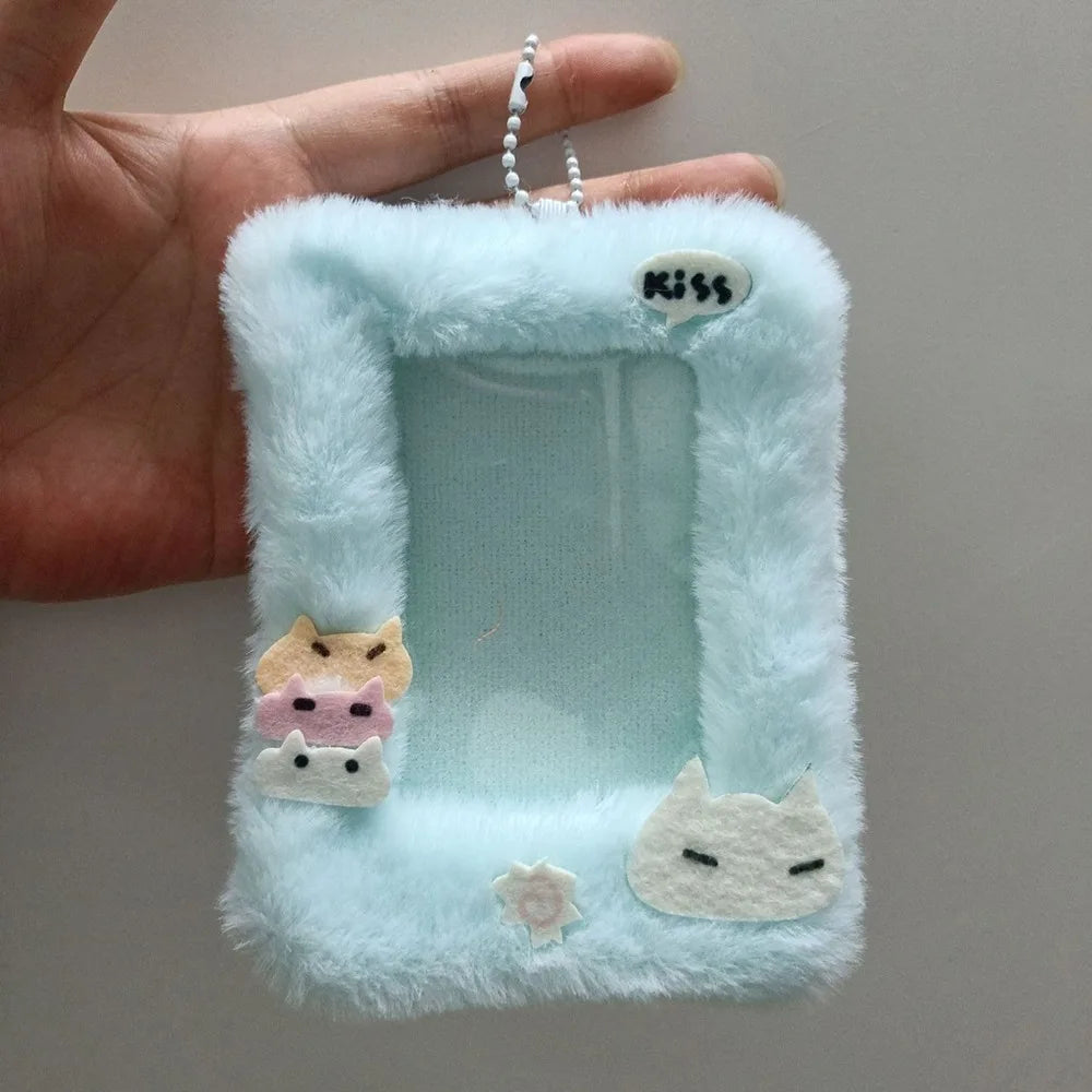 Cartoon Multifunctional Photocard Case Plush Big Eared Rabbit/Border Collie Card Case Rabbit/Dog/Cat Photo Card Holder Students