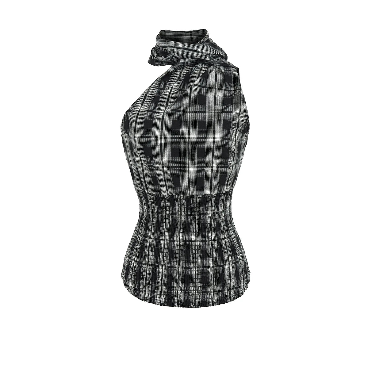 Y2K Plaid Halter Top & Fluffy Mini Skirt 2-Piece Set | Inspired by Sophia