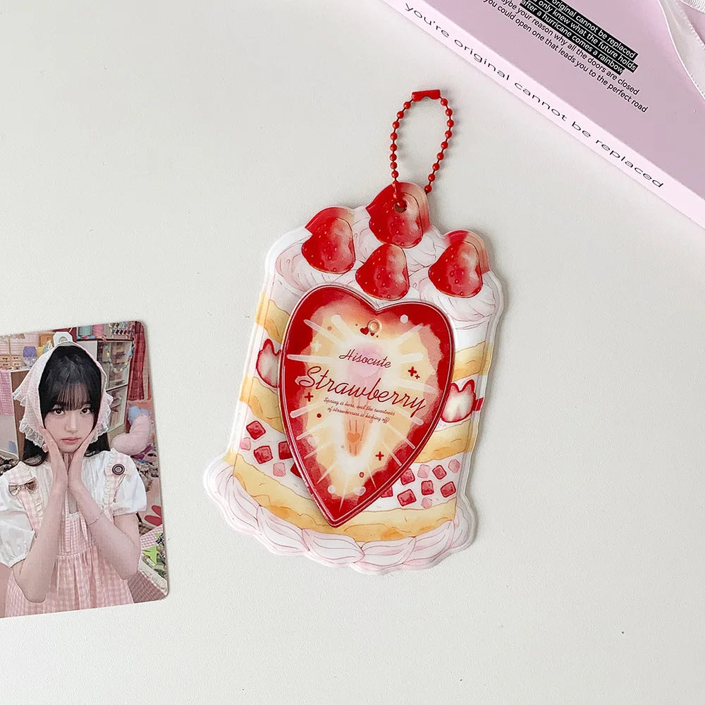Kawaii Summer Fruit Strawberry 3 inch Kpop Photocard Holder idol Photo Card Holder Bag Pendant