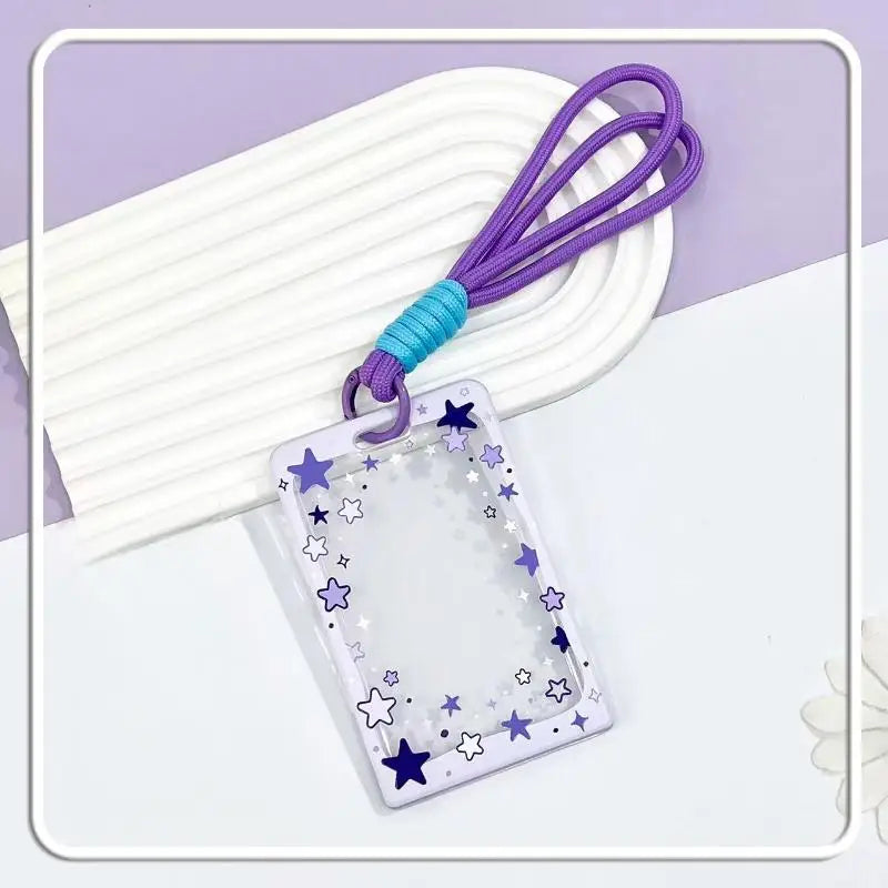 Star Sliding Cover Card Holder Transparent Portable ID Protector Kpop Photocard Case Student School Card Bus Card Holder