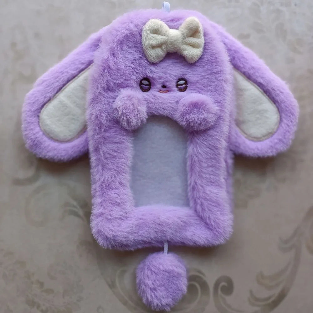 Cartoon Multifunctional Photocard Case Plush Big Eared Rabbit/Border Collie Card Case Rabbit/Dog/Cat Photo Card Holder Students