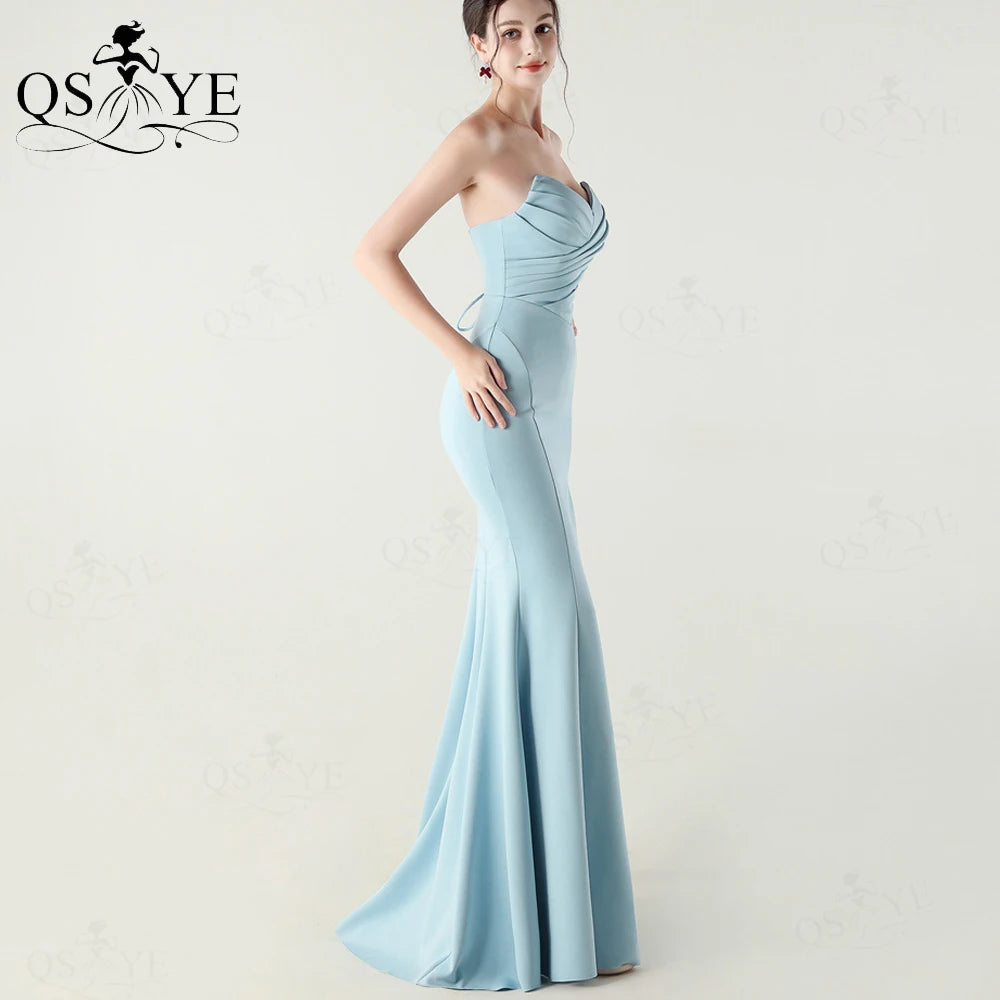 Off-Shoulder Ruched Bodice Mermaid Satin Floor-Length Prom Gown with Slit | Inspired by Beren Saat