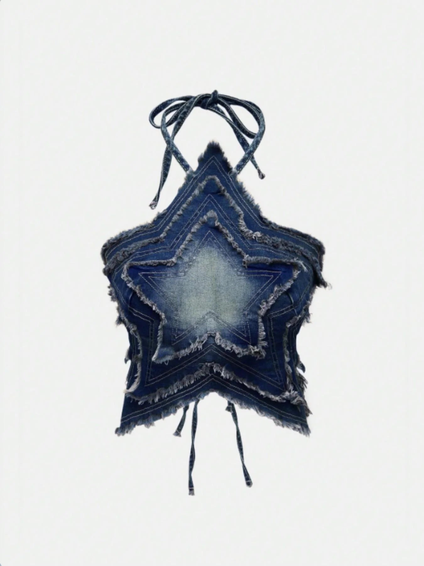 American Retro Sweet Cool Style Gradient Denim Star Halter Top, Sexy Girl Atmosphere Full, Slim-Fitting
