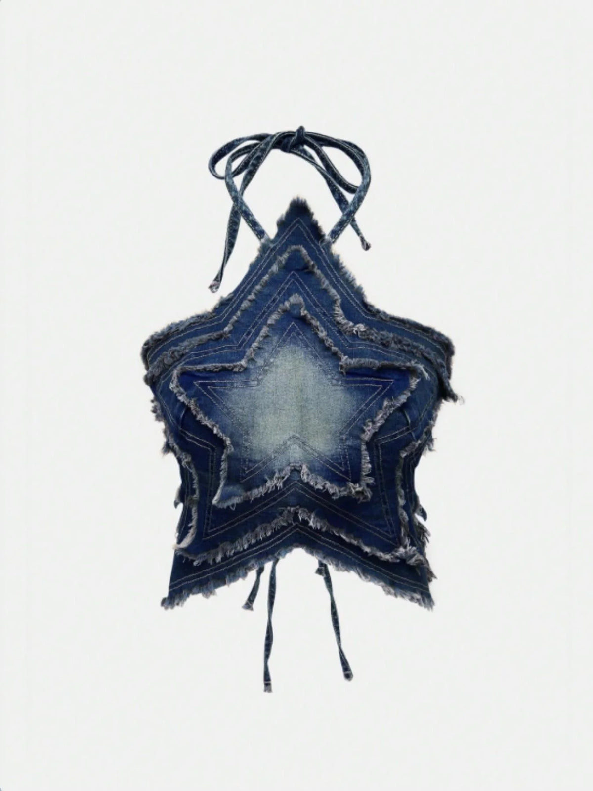 Gradient Denim Star Halter Backless Crop Tee | Inspired by Ningning