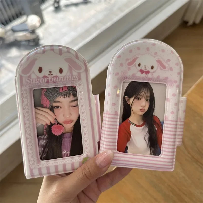 3 Inch Kpop Binder Photocard Holder Keychains Bunny Sleeves Instax Mini Photo Album for Photographs Korea Idol Card Collect Book
