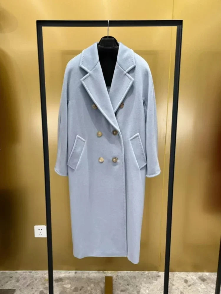 101801 Italy imported double-sided cashmere coat for women medium and long 2025 new original woolen coat for women