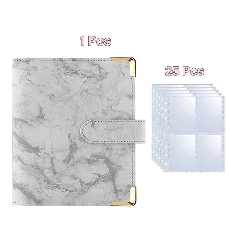 Kpop Photocard Binder with 25 pages 4-Pocket Card Collector Album with 200 Card Slots PU Leather Cover Organizing Cards