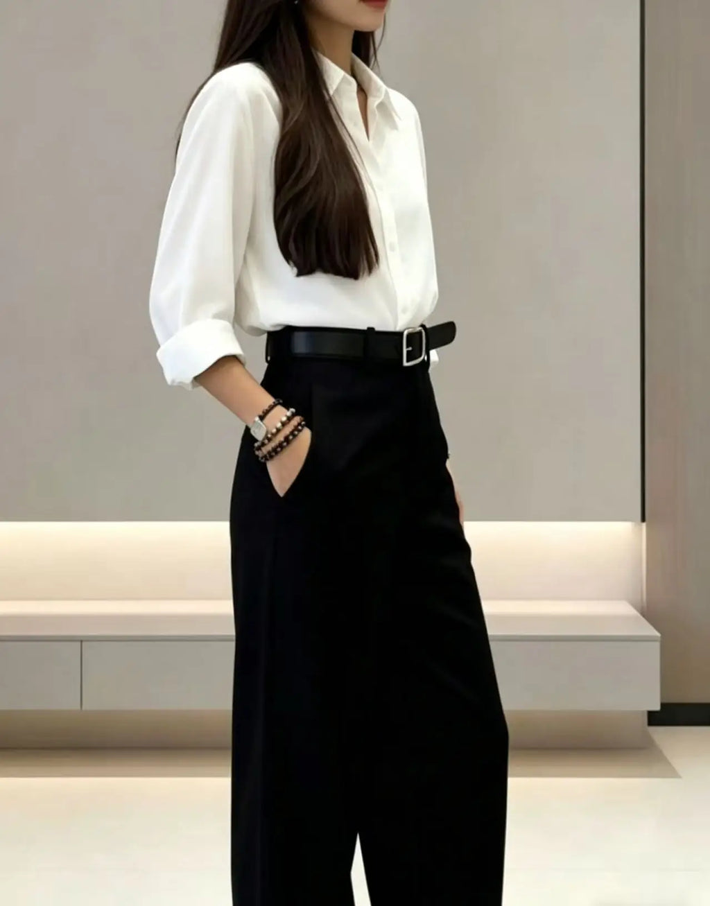 Wide-Leg Suit Pants with Belt | Inspired by Hande Erçel