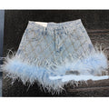 Rhinestone Crop Top & Feather Skirt Set | Inspired by Wonyoung