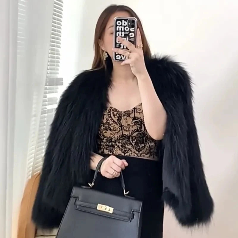 2025 Autumn/Winter New Imitation Fur Coat for Women Short Slim Young Style Hairy Coat Thicken Outer Wear Female Short Fur Coats