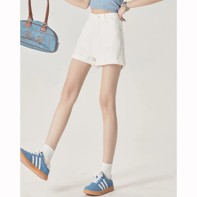 Korean High Waist Slim Denim Shorts | Inspired by Neslihan Atagül