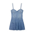 Retro Heart Collar Denim Strapless Mini Dress | Inspired by Sophia