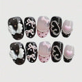 Handmade Short Round Pink Bow Press-On Nails