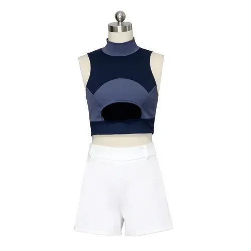 kpop Korean Celebrity show black hip hop short vest lapel jacket coat tops+sexy High waist mini skirts slim shorts women outfits