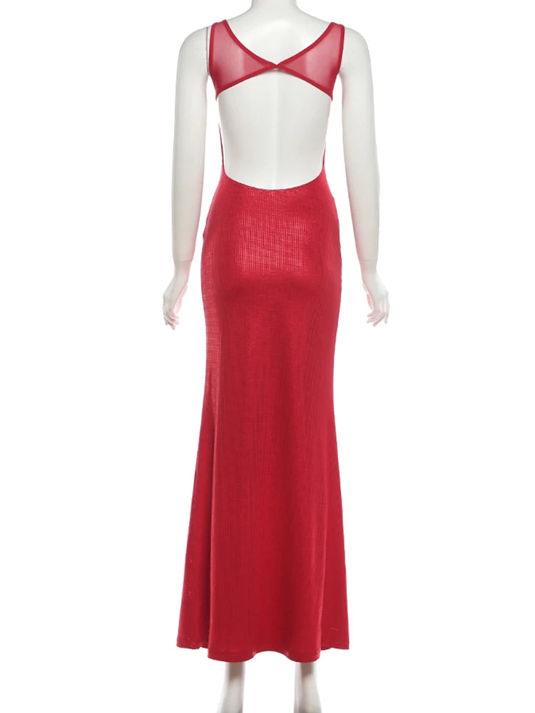 Nibber Low-Neck Stretch Christmas Backless Sequin Dress Women Sexy Sleeveless Skinny Elegant Fashion Party Club Maxi Bodycon