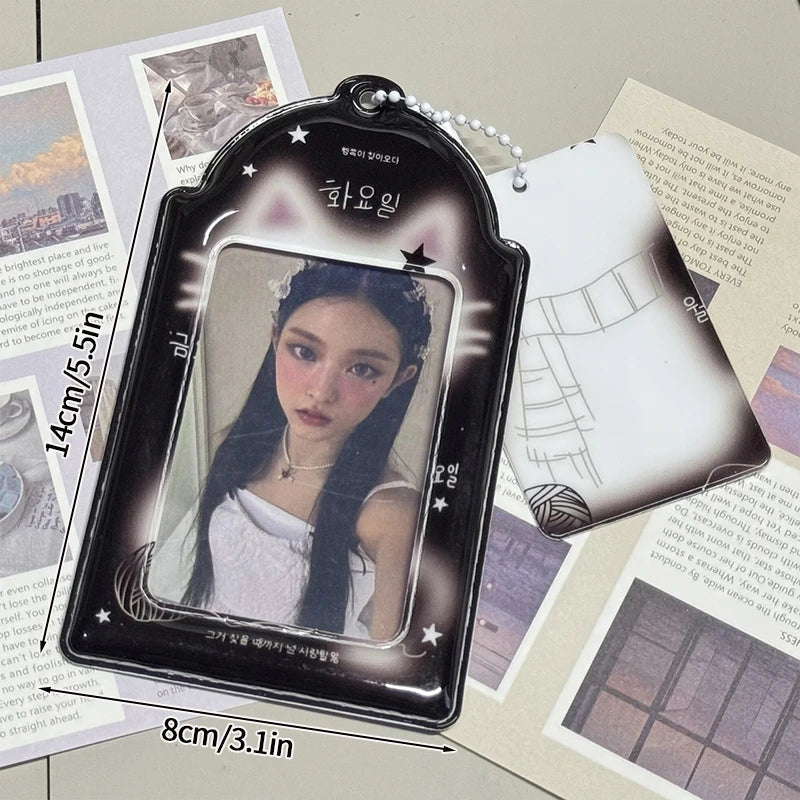 Ins Photocards Holder Photocard Display Cover Idol Cards Protective Sleeves Kpop Idol Star Photo Card Keychains ID Card Holder