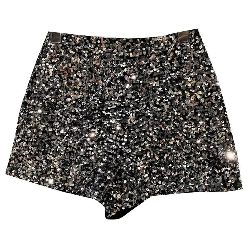 2025  Noir Velours Shorts Femmes Paillettes Brillant Polyvalent Pantalons Courts Clubwear Shorts Pantalons Chauds Haute Rue