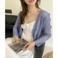 Sheer Pointelle Knit Tie-Front Openwork Crop Cardigan | Inspired by Neslihan Atagül