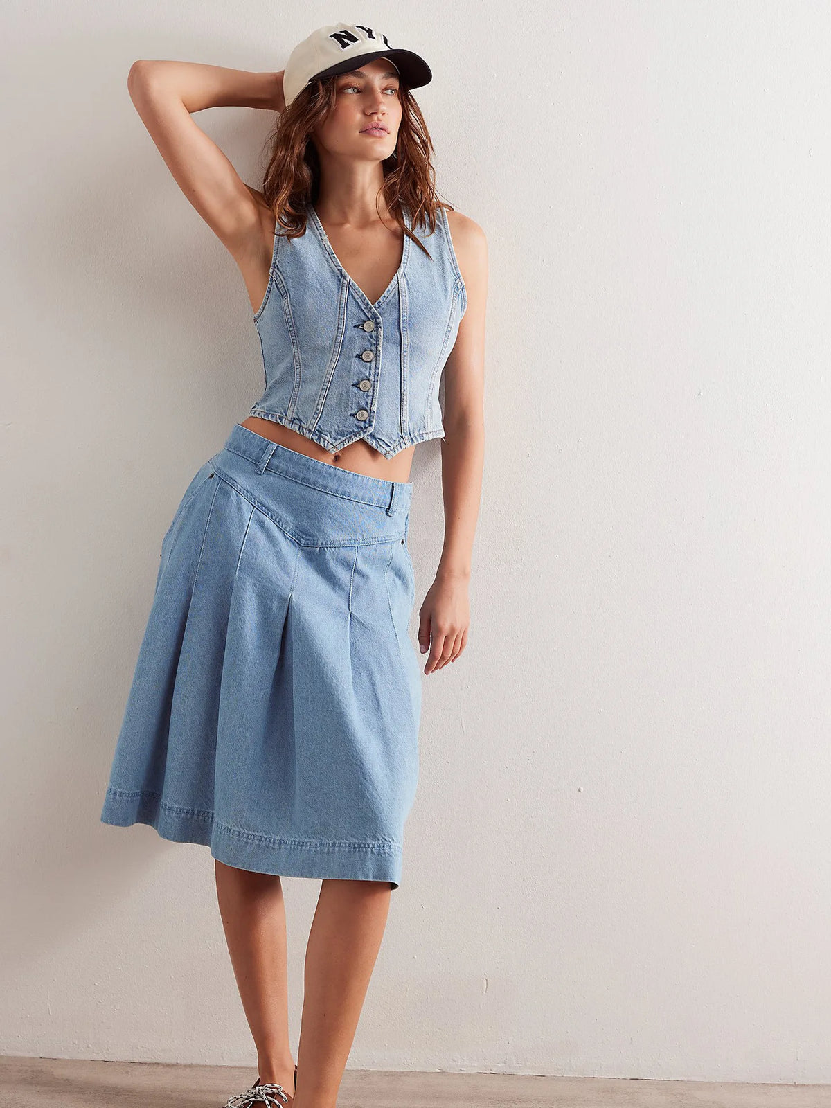 Retro Denim Vest Single-Buckle Top | Inspired by Daniela