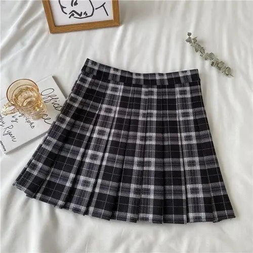 Women A-line Skirt Plaid Pleated Dress Plaid Short Skirt Y2k Vintage Vintage Streetwear Sweet Kawaii Harajuku Funky Sexy