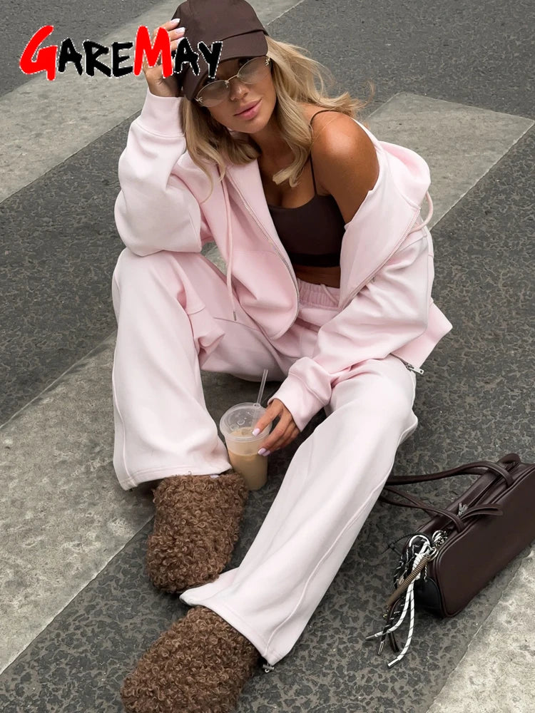 Beautiful Women's Tracksuits with A Zipper and A Hood Trousers Pink Two Piece Set Women Blue Classic Pant Sports Suit for Spring