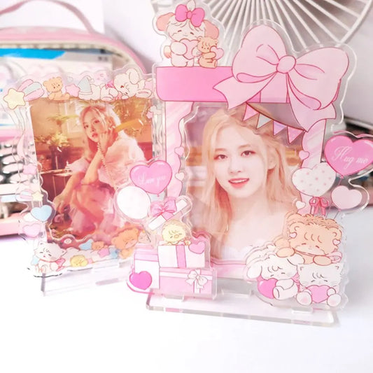 Creative Transparent Idol Card Display Stand Dustproof Waterproof Photo Card Holder INS Korean Card Protective Case Gifts