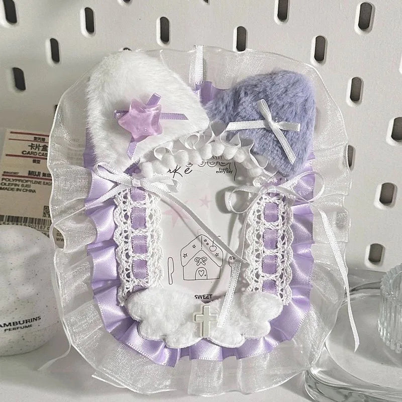 Handmade Cat Ear Card Holder Detachable DIY Itabag Decorations Display Frame Lolita Lace Bow Photocard Holder Bag Accessories