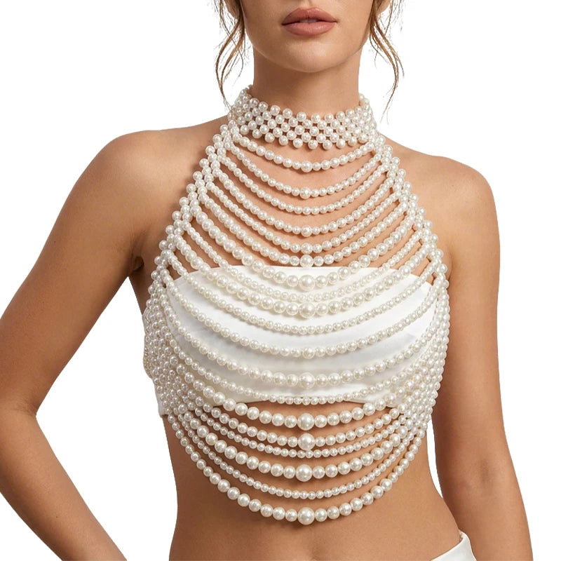 Pearl Body Chain Bralette | Meri
