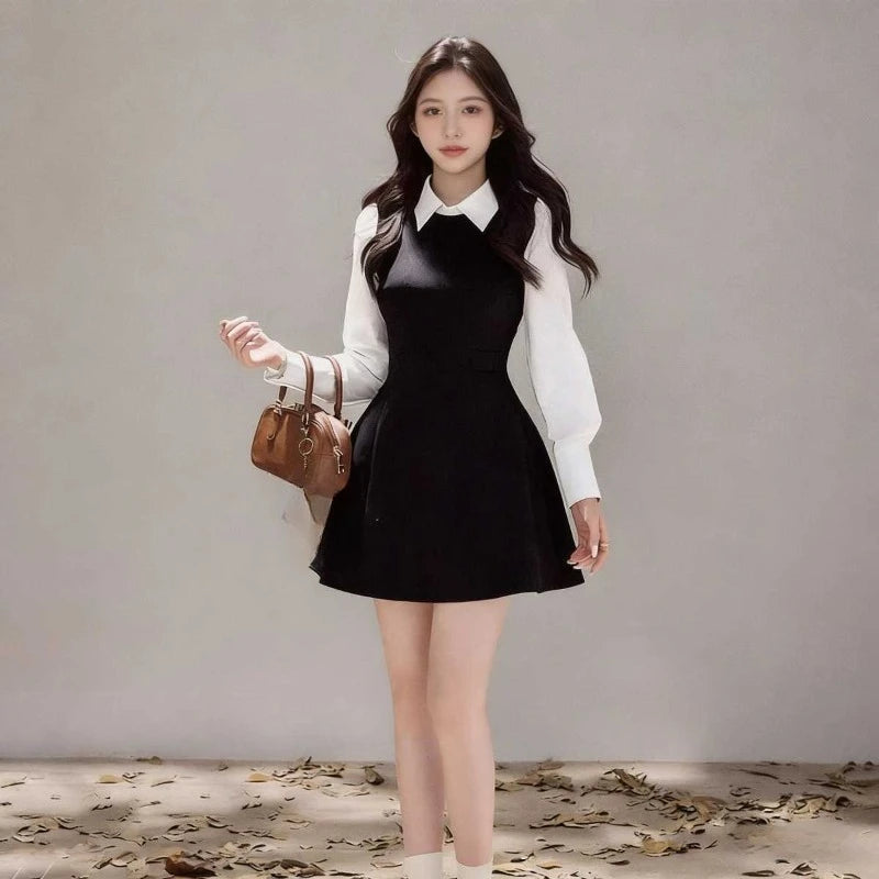 French Retro Bow Square-Neck A-Line Mini Dress | Inspired by Neslihan Atagül