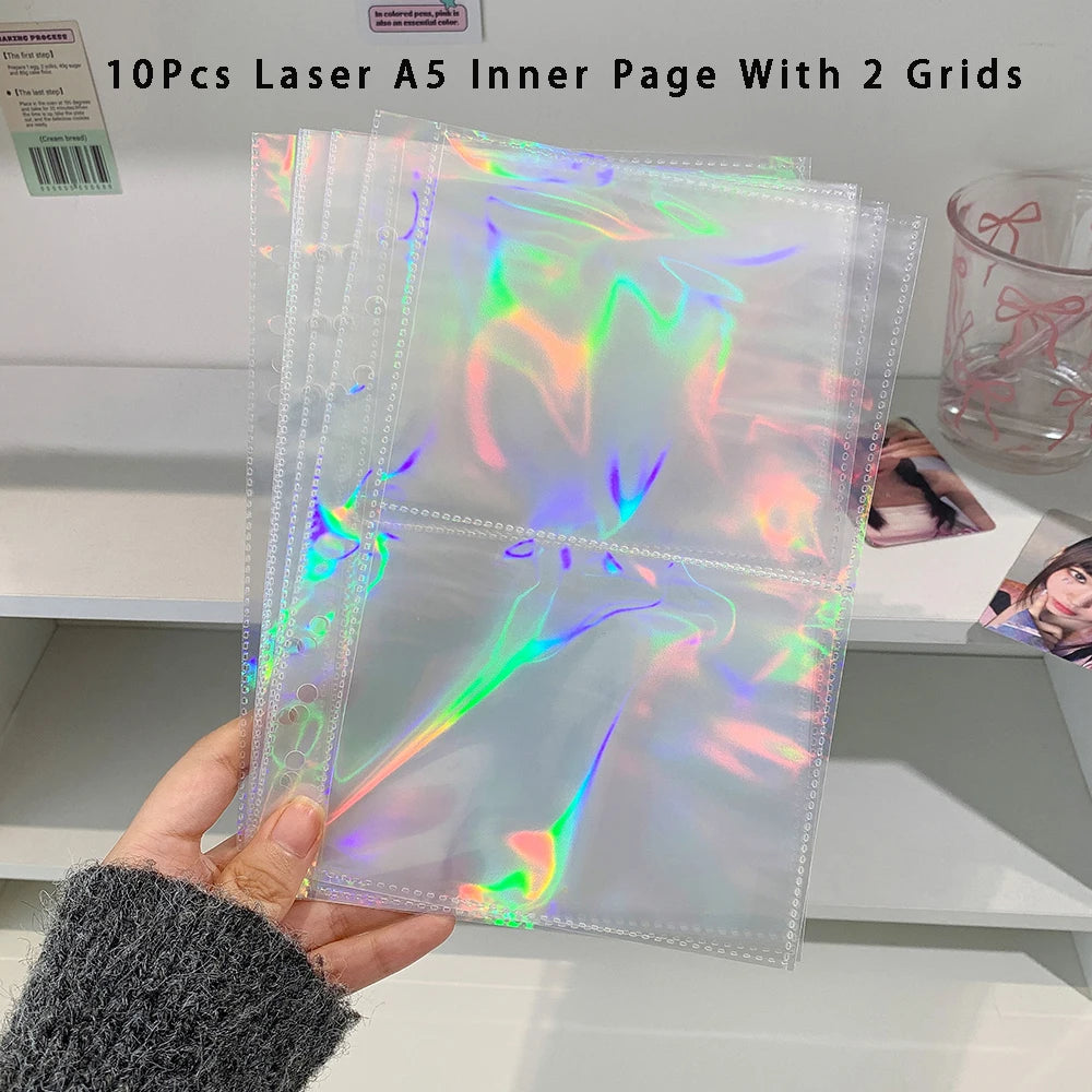 Hot selling Korean INS Fashion A5 PVC Zipper Loose leaf Album Cute Girl Idol Photos 4-Grid Storage Card Holder Photo Frame Gifts