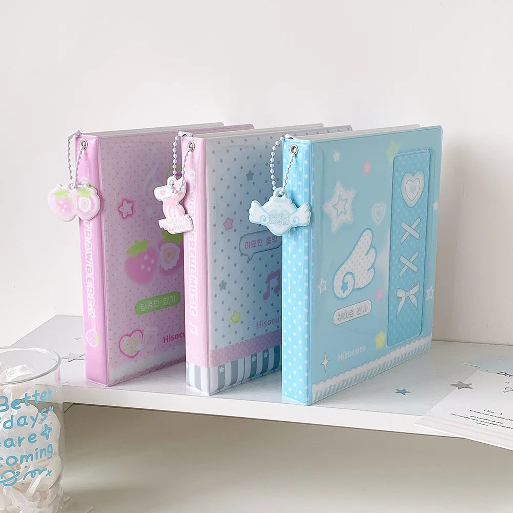 Kpop Korean Cartoon Strawberry Life 4 Grid Photo Card Holder Fashion Cute Girl Idol Photo Storage Card Album Polaroid Album Gift