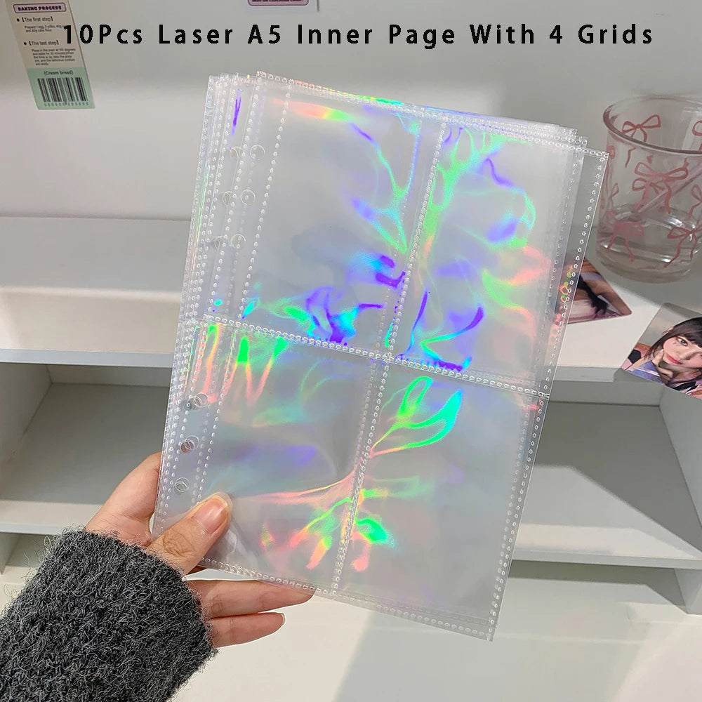 Hot selling Korean INS Fashion A5 PVC Zipper Loose leaf Album Cute Girl Idol Photos 4-Grid Storage Card Holder Photo Frame Gifts