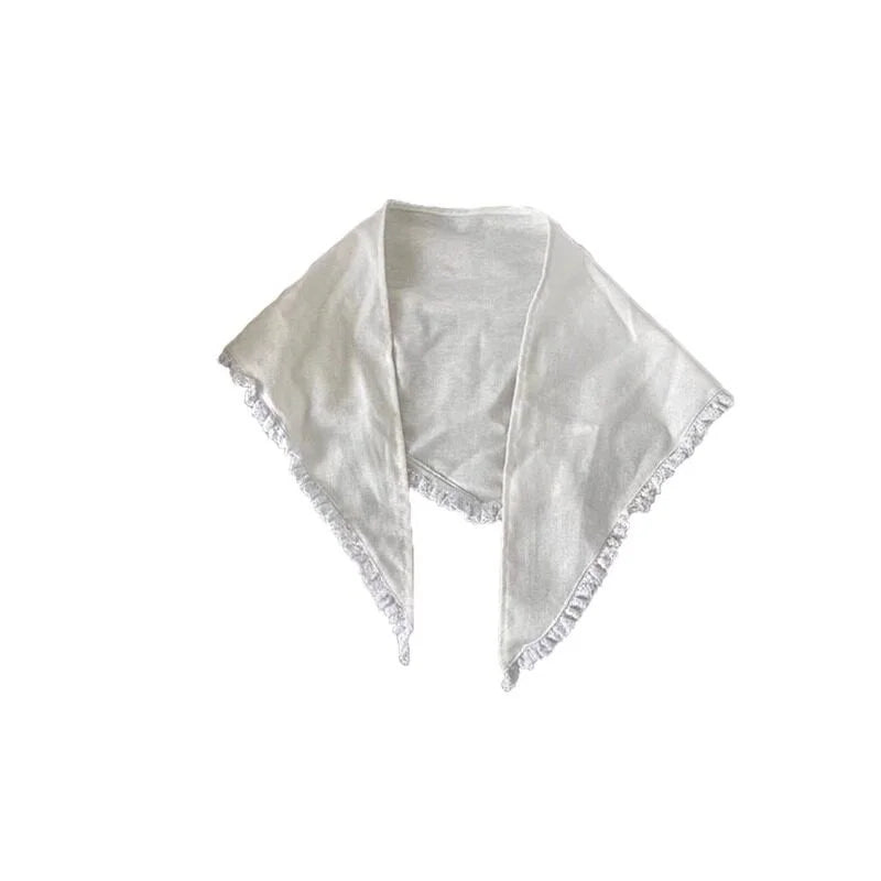 Ouyang Nana's White Lace Headscarf Triangle Fcarf For Women's Summer Seaside French Countryside Style Hair Scarf Headband