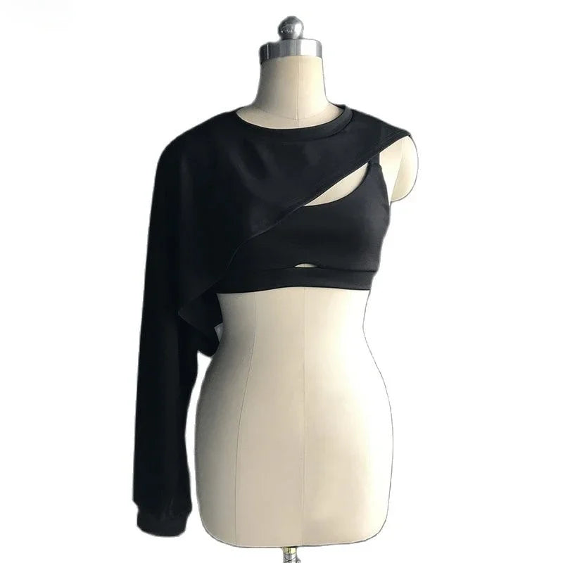 Kpop Korean Singer Black Cropped Vest Hoodies Dance Outfits Jazz Stage Costume Nightclub Women Group Hip-Hop Dance Costume 2025
