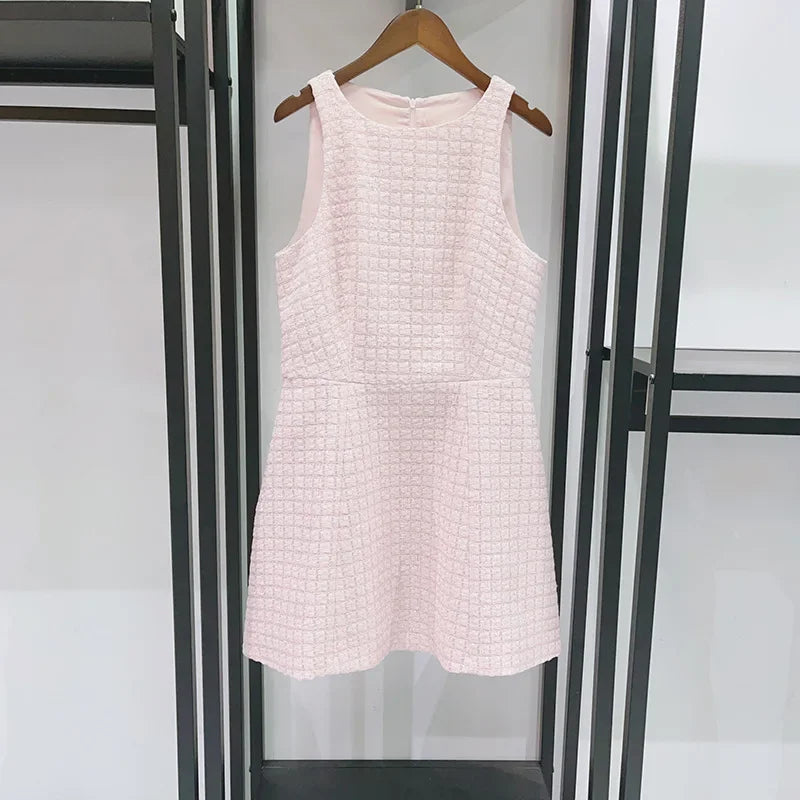Slim Fit Sleeveless Dress for Women's Tweed Spring and Summer New Style Dress