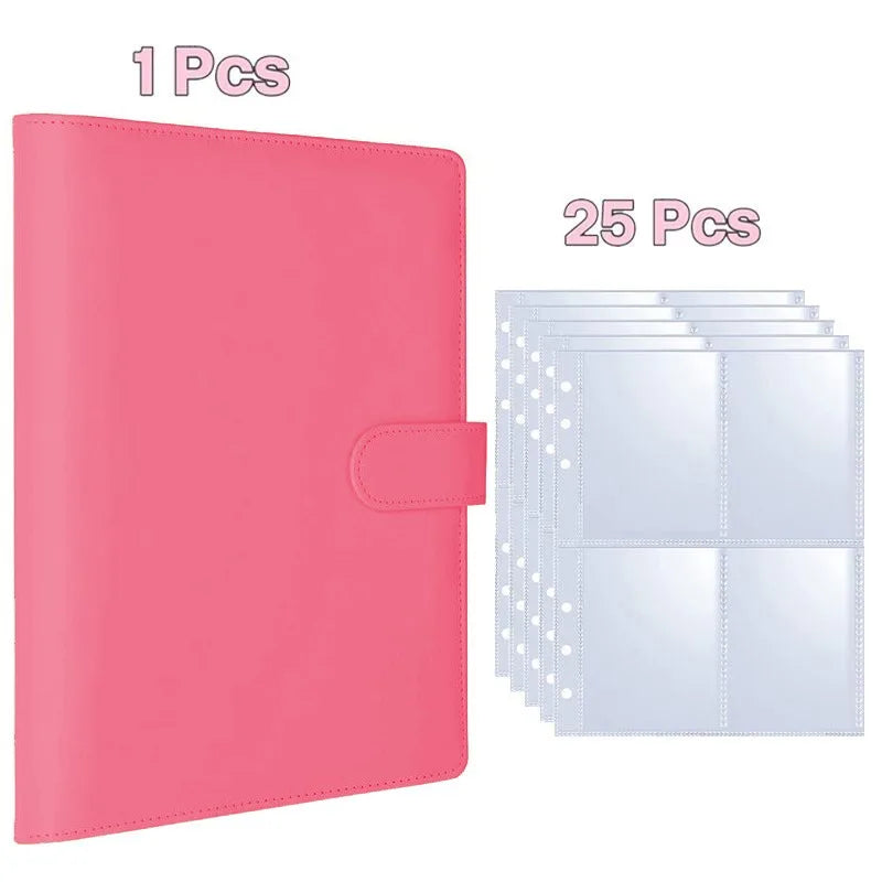Kpop Photocard Binder with 25 pages 4-Pocket Card Collector Album with 200 Card Slots PU Leather Cover Organizing Cards