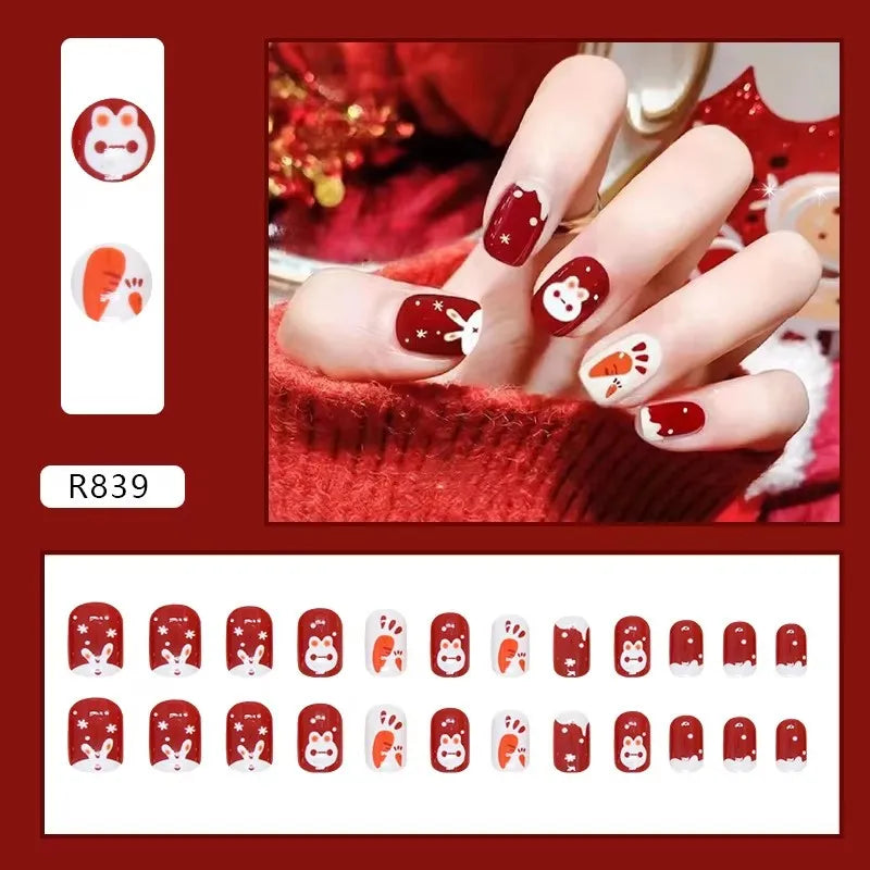 24pcs Cheap Love Wear Nail Almond Medium Press on Nails Cute Removable Beige Long False Nails Summer Korean Removable Nail Art