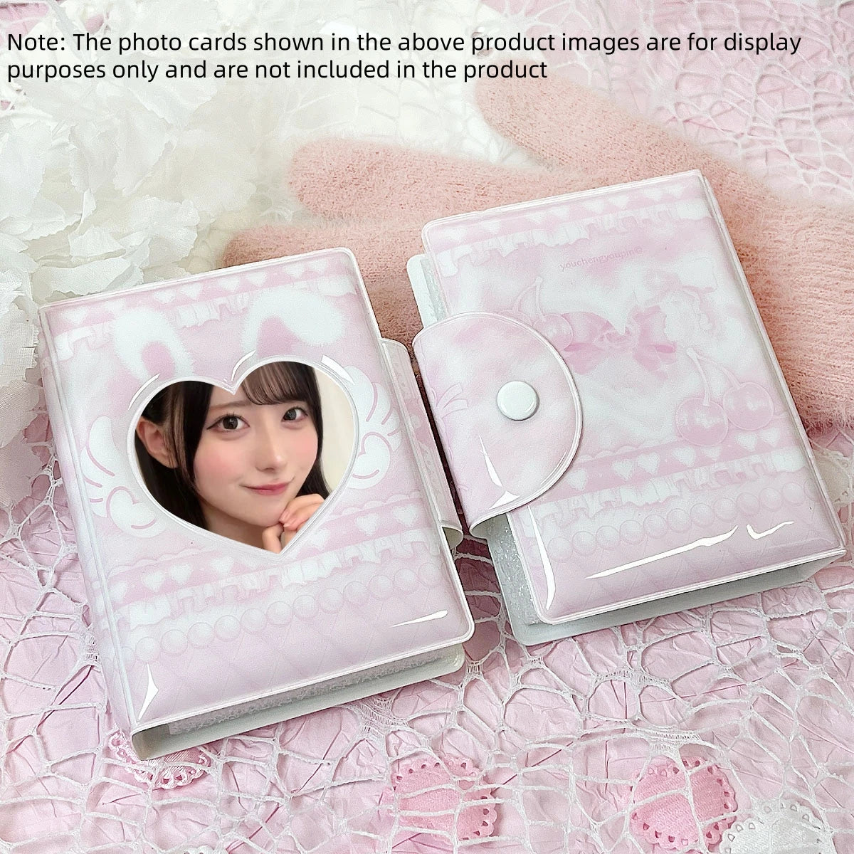 Cute Pink Angel Bunny Photo Album, Kpop Korean Entertainment Photo Card Holder, Suitable for 3-3.5inch Photo Card, Large Capacity, Star Chasing Idol Photo Card Storage and Protection Holder
