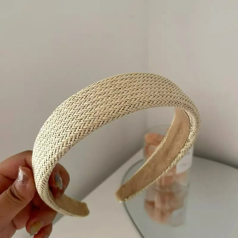 1/3Pcs Vacation Straw Woven Wide-brimmed Headband Bohemian Headwear Vintage Elegant Seaside Photos Hairband Hair Accessories