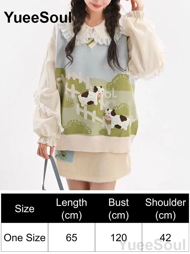 Blue Argyle Women's Vest Plaid Sleeveless Pullover Loose Knitted Sweater Vest 2026 New Autumn Y2K Casual Oversized Waistcoat