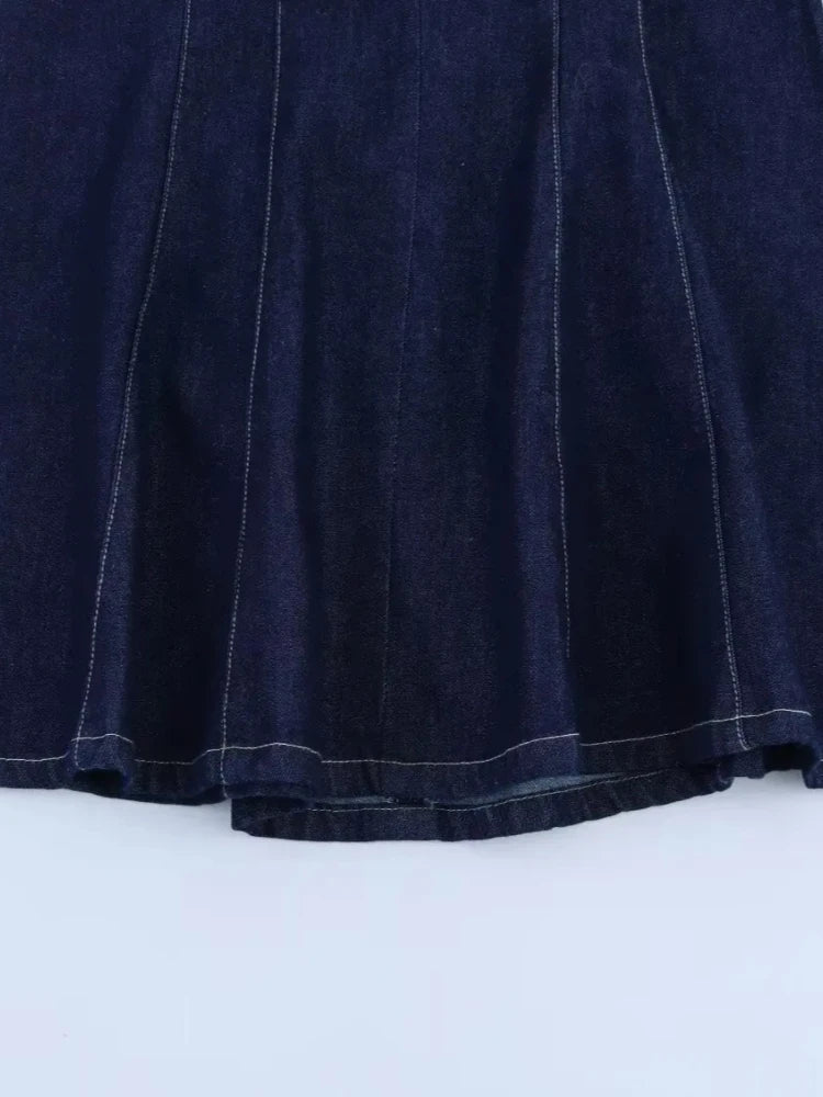 Chu Sau beauty Women New Fashion Vintage Halter Neck Chic Sleeveless Short Denim Dress Sexy Slim Backless Mini Dresses