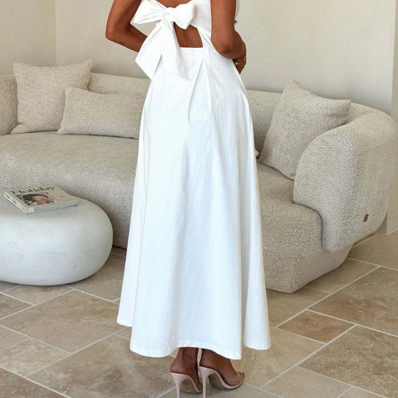 Square Collar Spaghetti Strap Backless Slim Maxi Dress | Inspired by Neslihan Atagül