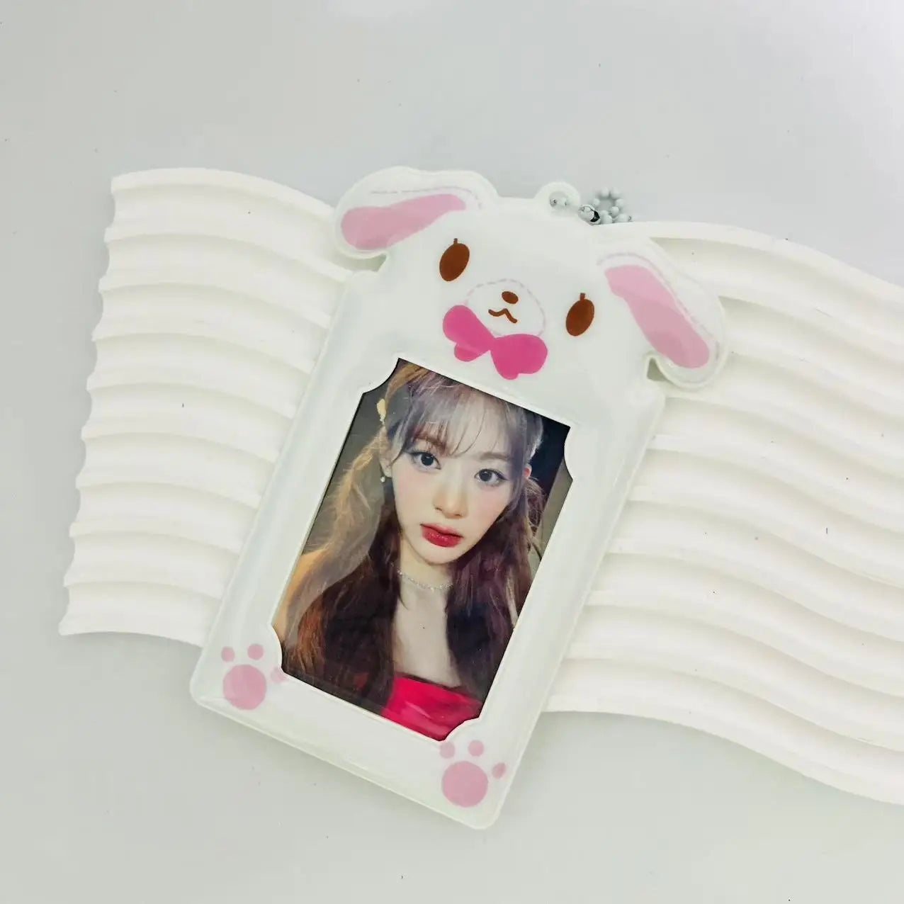 Cartoon Rabbit Photocard Holder Keychain Photo Card Holders 2.9x3.9 Inch ID Badge Holder Bus Card Credit ID Bank Card Holder
