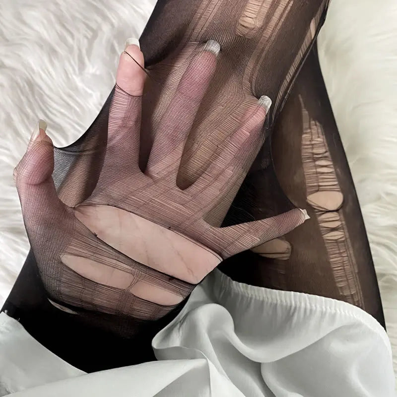 Sexy Lingerie Woman Socks Disposable Stockings Hand Torn Hole Socks Thin Style Tearable Fun Pantyhose For Women Tights