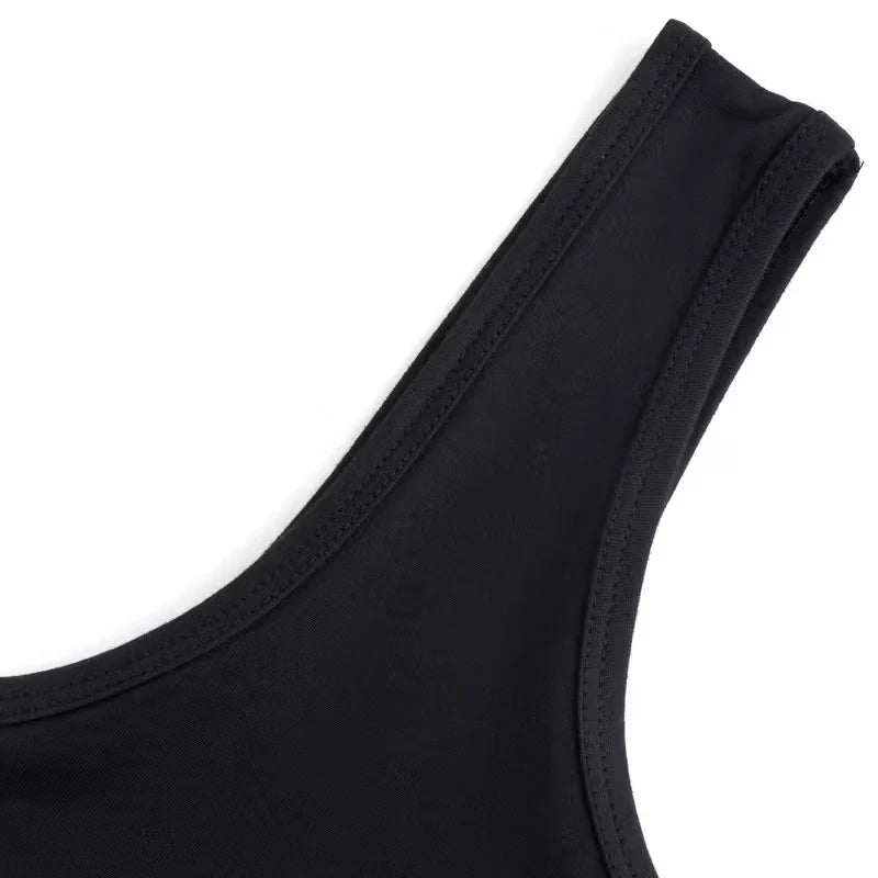 Women's Solid Round Neck Sleeveless Vest T Shirt 90s Graphic Y2k Tank Tops for Woman Fashionable Black White Crop Tops Clothes