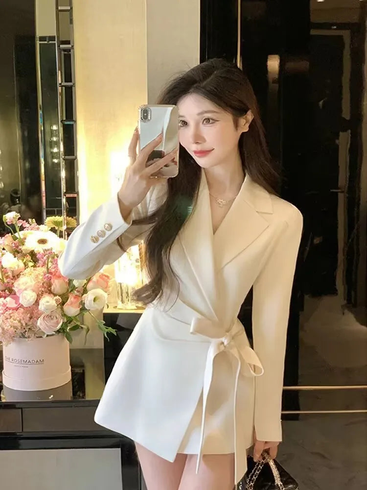 Korean Slimming Lace-Up Belted Blazer Jacket | Inspired by Neslihan Atagül