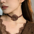 Vintage Butterfly & Bowknot Pendant Brown Choker Necklace | Inspired by Wonyoung
