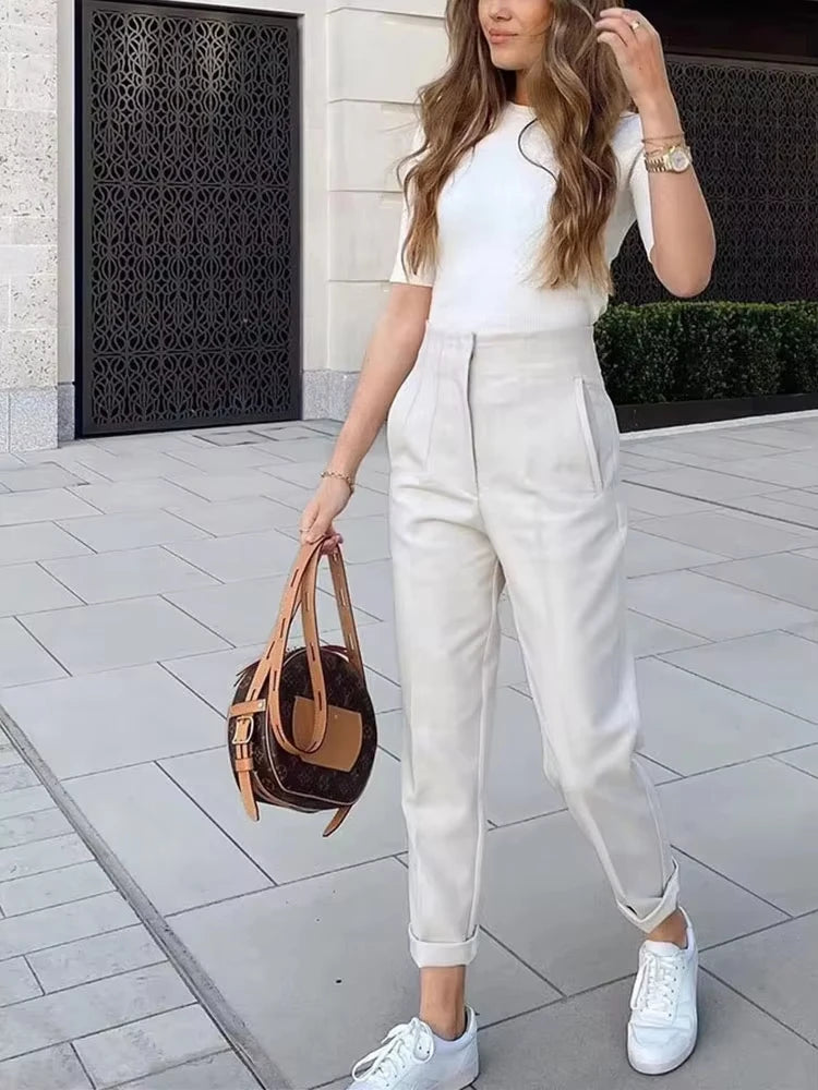 High Waist Slim Pencil Ankle Pants | Inspired by Pınar Deniz