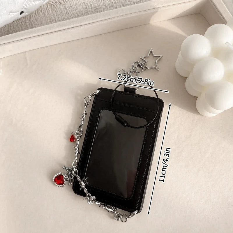 Kpop Photocard Holder PU Leather Photo Card Holder Idol Photocards Cover ID Card Sleeves Bag Charms Keychain Photo Album